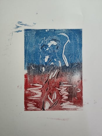 Blue & Red Expressive Figure