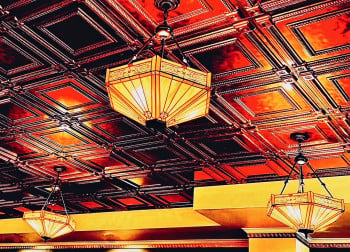 Bar in Chicago Vintage Tin Ceiling and Tiffany Style Lighting