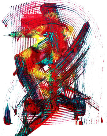 Defender offers a dynamic composition in a vivid energetic pallet that is impossible to ignore.