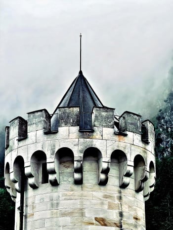 The Turret  of Mad Ludwig’s Castle in The Black Forest