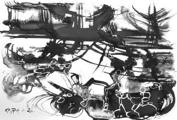A contemporary revision of Haboku (破墨) and Hatsuboku (溌墨): One Day at One Waterfall