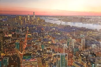 "Manhattan View in Twilight" - View from Empire State Building to the South