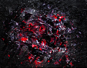 Red Nova uses bold color contrasts and heavy texture to convey strong emotional resonance