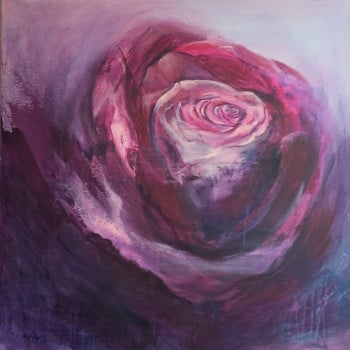 Rose Portrait- Abstract Floral painting.  An expressive abstract rose portrait, blending rich magenta, violet, and