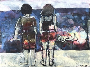 Paar mit Hund am Meer - Couple with dog at the sea
