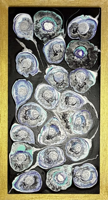 Winter Depth - Gold Framed Original Abstract Floral Painting