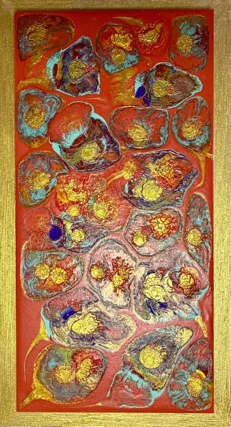 Summer Radiance - Gold Framed Original Abstract Floral Painting